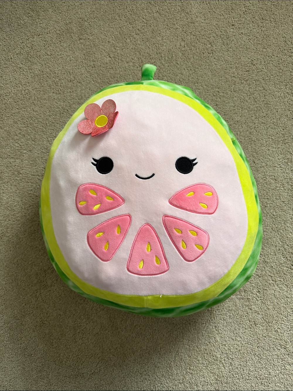 Jumbo Squishmallow 20” Pink Citrus Slice Plush Pillow with Flower Accent